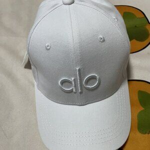 Alo Yoga White Baseball Cap with Logo